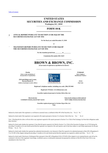 Thumbnail Brown & Brown
 10-K Annual Report 2018