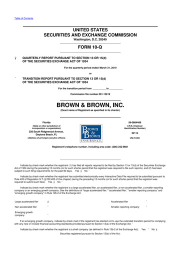 Thumbnail Brown & Brown
 10-Q Quarterly Report FY2019 