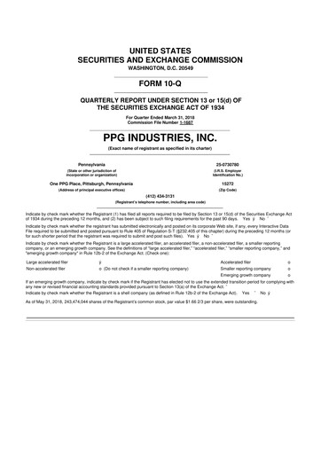 Thumbnail PPG Industries
 10-Q Quarterly Report FY2018 
