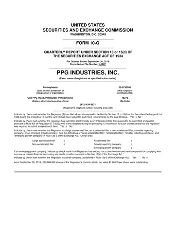 Thumbnail PPG Industries
 10-Q Quarterly Report FY2018 