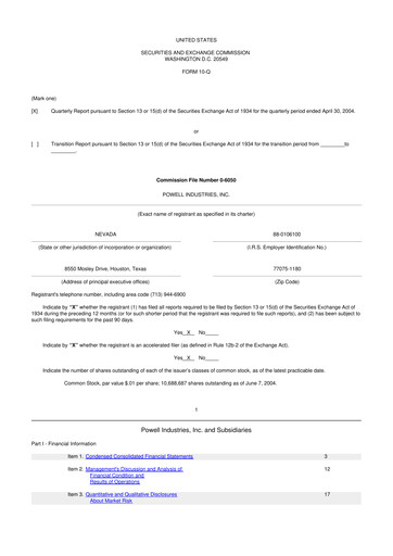 Miniature Powell Industries 10-Q Rapport trimestriel  