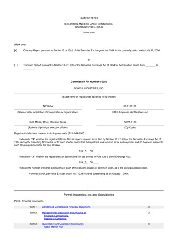 Miniature Powell Industries 10-Q Rapport trimestriel  