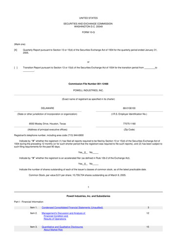 Miniature Powell Industries 10-Q Rapport trimestriel  
