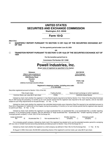 Miniature Powell Industries 10-Q Rapport trimestriel 2026 