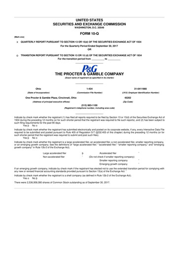 Vorschaubild Procter & Gamble 10-Q Quartalsbericht 2018 