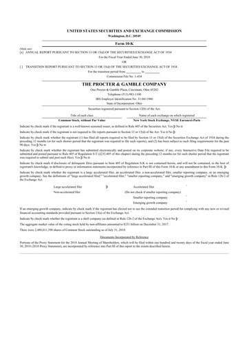 Thumbnail Procter & Gamble 10-K Annual Report 2018