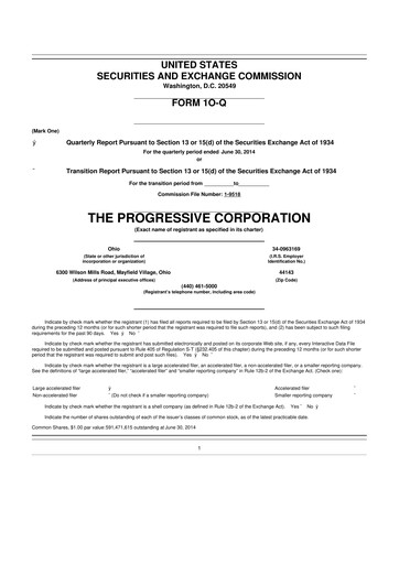 Thumbnail Progressive 10-Q Quarterly Report FY2014 
