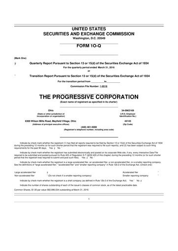 Thumbnail Progressive 10-Q Quarterly Report FY2016 
