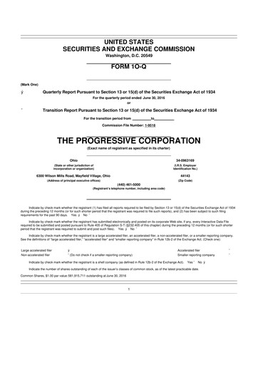 Thumbnail Progressive 10-Q Quarterly Report FY2016 