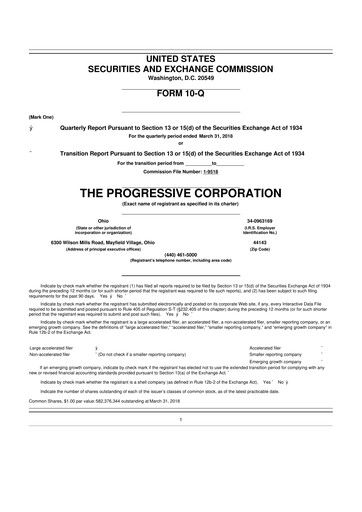 Thumbnail Progressive 10-Q Quarterly Report FY2018 