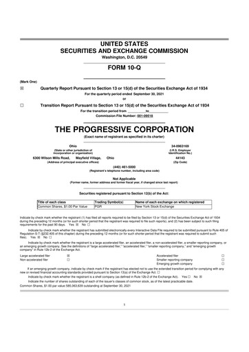 Thumbnail Progressive 10-Q Quarterly Report FY2021 
