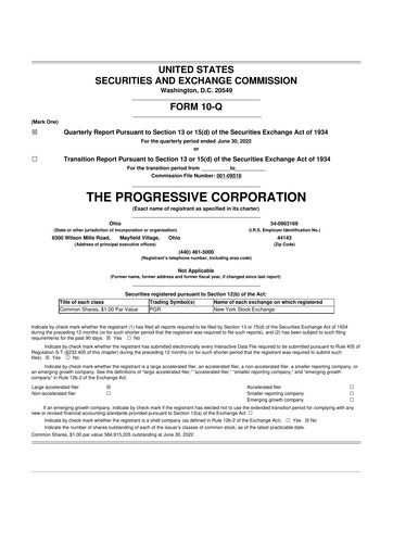 Thumbnail Progressive 10-Q Quarterly Report FY2022 