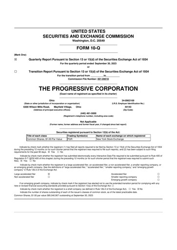 Thumbnail Progressive 10-Q Quarterly Report FY2023 