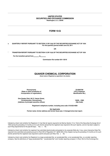 Thumbnail Quaker Houghton 10-Q Quarterly Report FY2011 