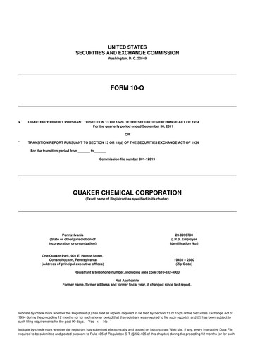 Thumbnail Quaker Houghton 10-Q Quarterly Report FY2011 