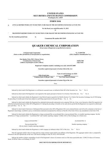 Thumbnail Quaker Houghton 10-K Annual Report 2012