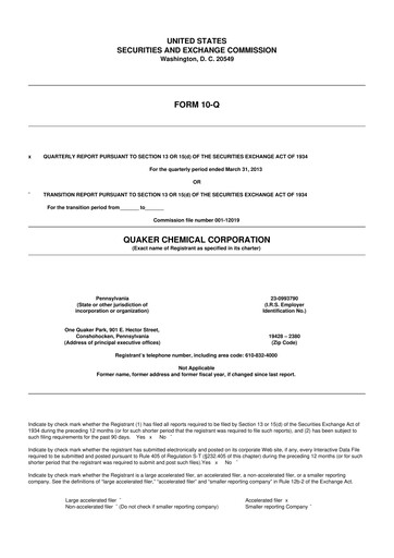 Thumbnail Quaker Houghton 10-Q Quarterly Report FY2013 
