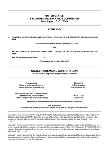 Thumbnail Quaker Houghton 10-Q Quarterly Report FY2013 