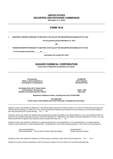 Thumbnail Quaker Houghton 10-Q Quarterly Report FY2014 