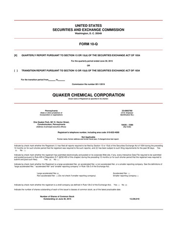 Thumbnail Quaker Houghton 10-Q Quarterly Report FY 