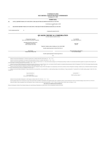 Thumbnail Quaker Houghton 10-K Annual Report 2015