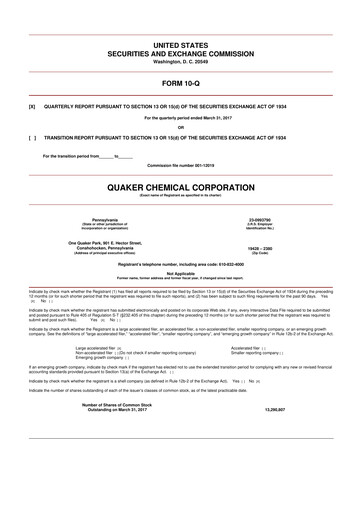 Thumbnail Quaker Houghton 10-Q Quarterly Report FY2017 