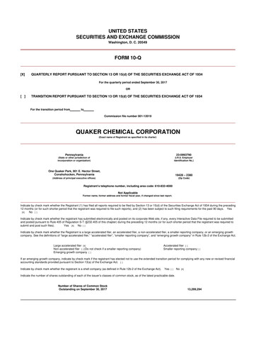 Thumbnail Quaker Houghton 10-Q Quarterly Report FY2017 