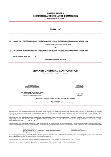 Thumbnail Quaker Houghton 10-Q Quarterly Report FY2018 