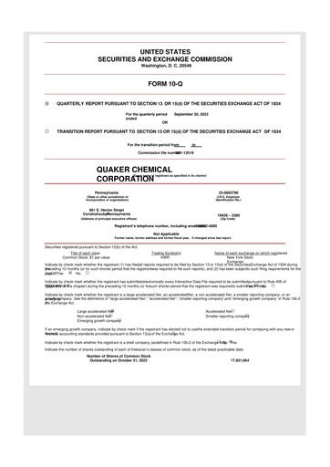 Thumbnail Quaker Houghton 10-Q Quarterly Report FY2022 
