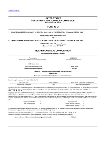 Thumbnail Quaker Houghton 10-Q Quarterly Report FY2023 