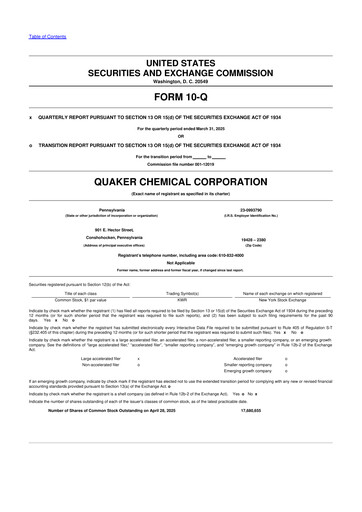Thumbnail Quaker Houghton 10-Q Quarterly Report FY2025 