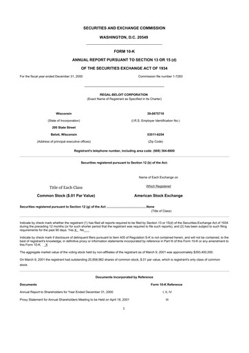 Miniature Regal Rexnord 10-K Rapport annuel 