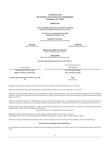 Miniature Regal Rexnord 10-K Rapport annuel 
