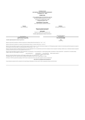 Miniature Regal Rexnord 10-K Rapport annuel 