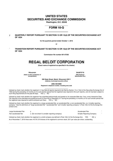 Thumbnail Regal Rexnord 10-Q Quarterly Report FY2016 