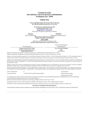 Miniature Regal Rexnord 10-K Rapport annuel 2017