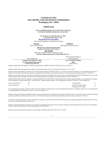 Miniature Regal Rexnord 10-K Rapport annuel 2022