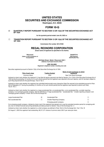 Thumbnail Regal Rexnord 10-Q Quarterly Report FY2023 