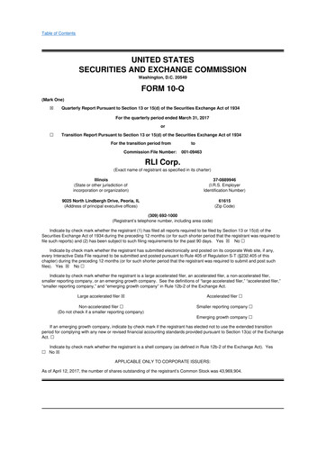 Vorschaubild RLI Corp.
 10-Q Quartalsbericht 2017 