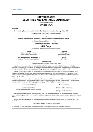 Vorschaubild RLI Corp.
 10-Q Quartalsbericht 2017 