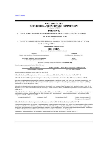 Thumbnail RLI Corp.
 10-K Annual Report 2019