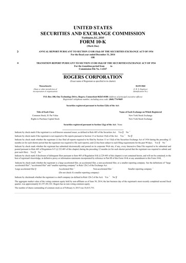 Thumbnail Rogers Corporation
 10-K Annual Report 2014