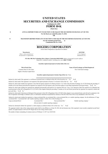 Thumbnail Rogers Corporation
 10-K Annual Report 2016