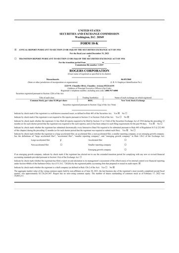 Thumbnail Rogers Corporation
 10-K Annual Report 2021