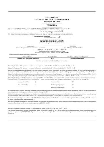 Thumbnail Rogers Corporation
 10-K Annual Report 2022