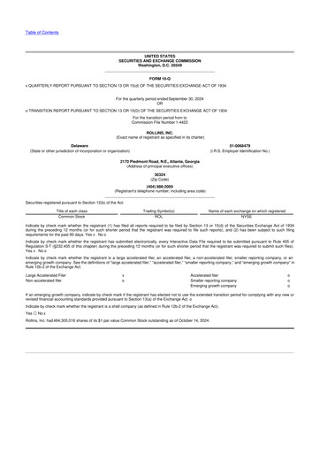 Miniature Rollins 10-Q Rapport trimestriel 2024 