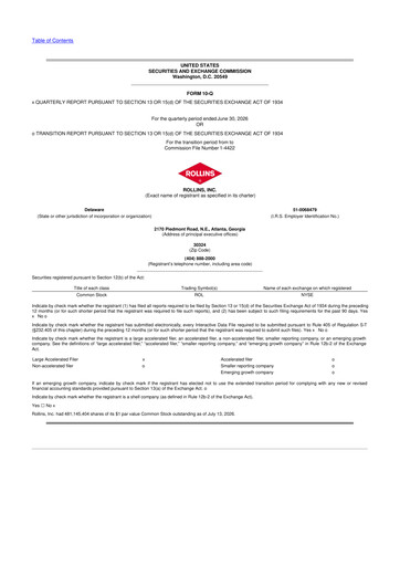 Thumbnail Rollins 10-Q Quarterly Report FY2026 