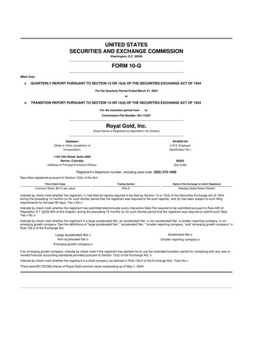 Thumbnail Royal Gold
 10-Q Quarterly Report FY2024 