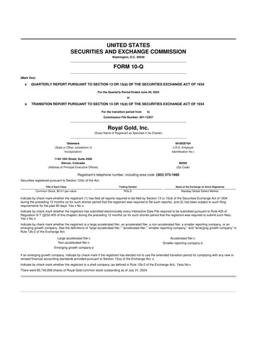 Thumbnail Royal Gold
 10-Q Quarterly Report FY2024 