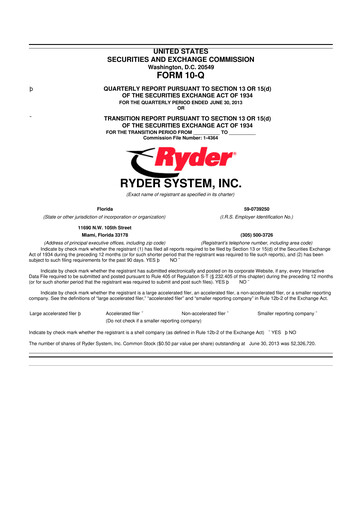 Thumbnail Ryder
 10-Q Quarterly Report FY2013 